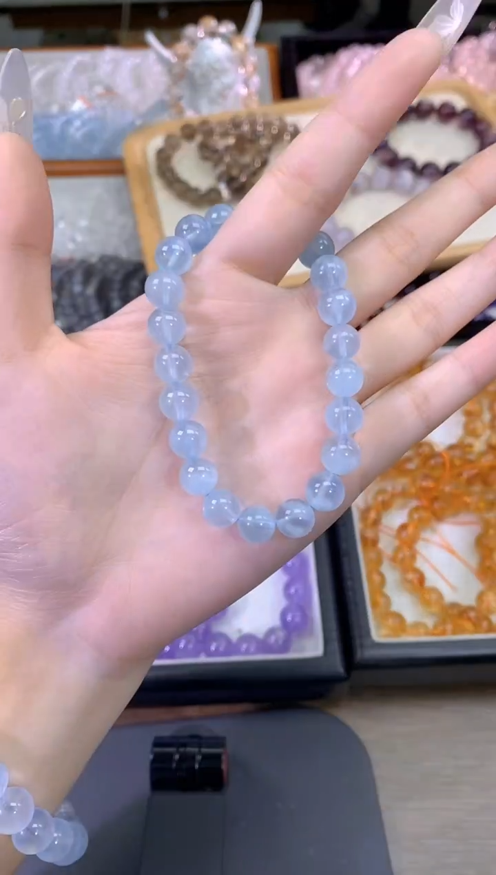 【闪购商品】水晶手链未镶嵌海蓝宝8mm