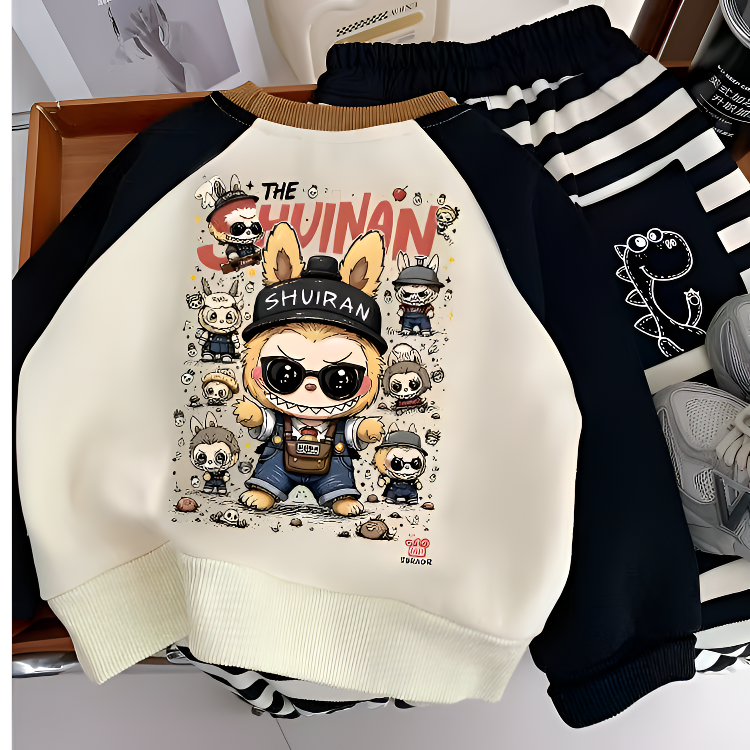 儿童秋季卫衣新款女童卡通可爱洋气上衣圆领长袖中小童时尚卫衣