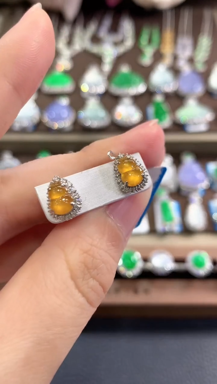 18K金镶嵌翡翠耳饰b56多样性一件发货