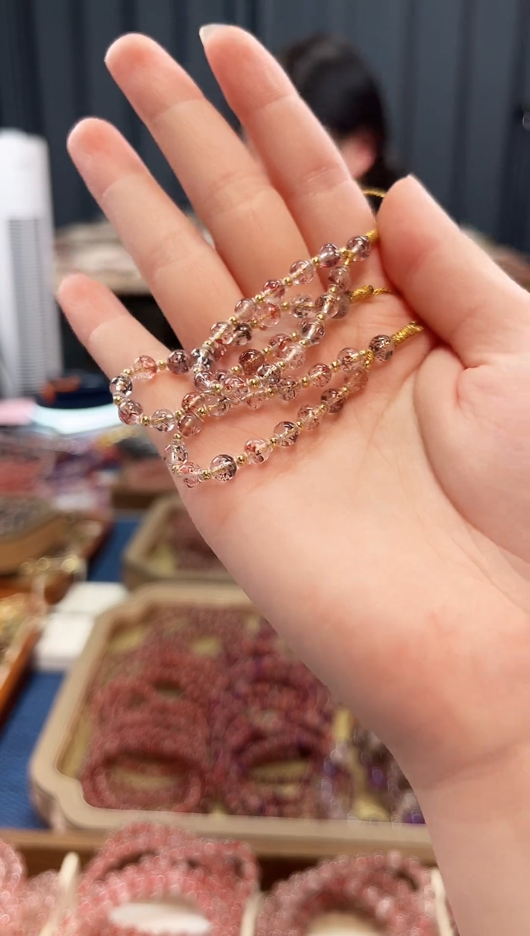 未镶嵌手串水晶金草莓超七手机链4mm【多样性发一】