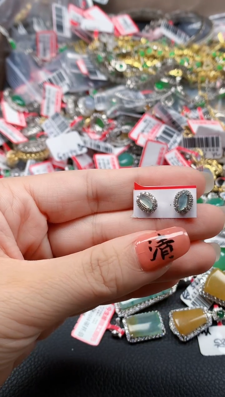 银S925镶嵌戒指翡翠天然A货缅甸翡翠