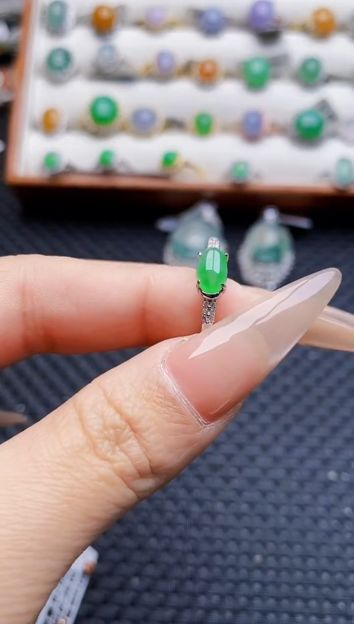 银S925镶嵌戒指翡翠8274