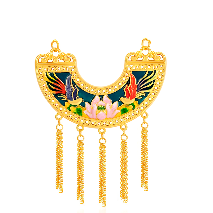 福满圆珠宝1 足金999投资金 水贝喜鹊莲花彩虹吊坠 多样性发一件