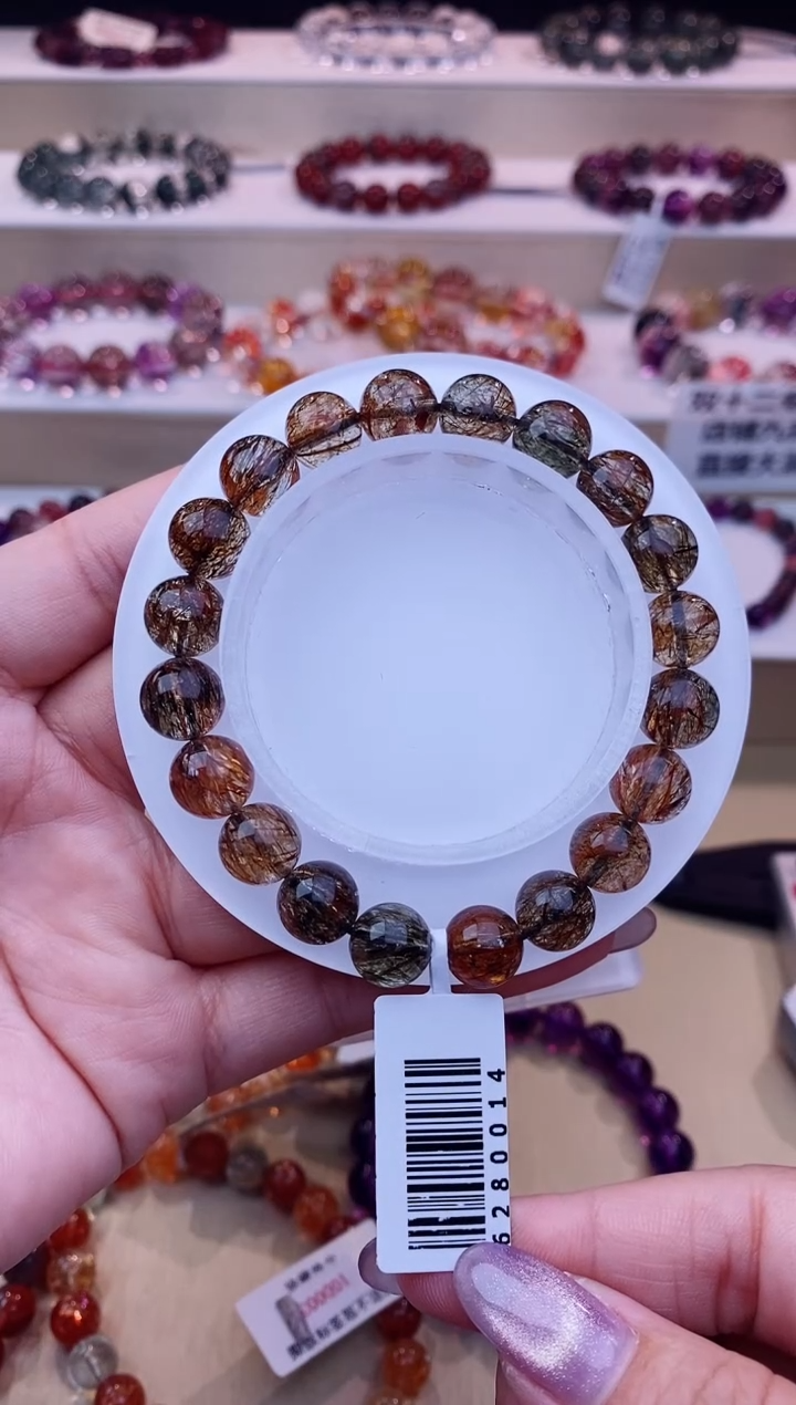 未镶嵌手链发晶黑金超七单圈9m+