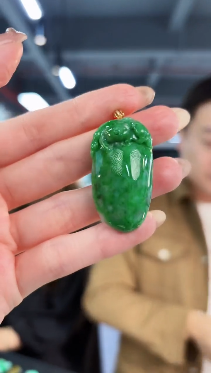 【闪购商品】翡翠吊坠(不含链)18K金镶嵌缅料A货/支持复检/一件