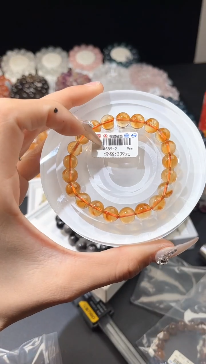 【闪购商品】水晶手链未镶嵌多样性发一黄塔9mm