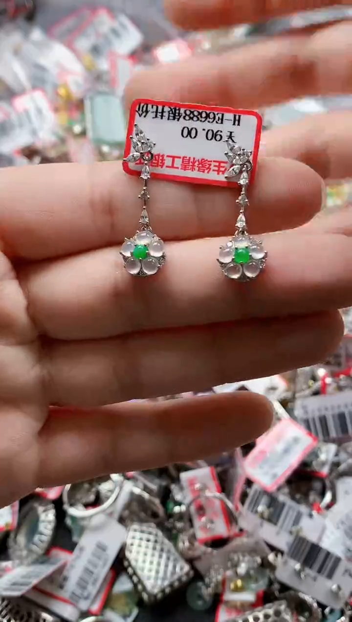 银S925镶嵌戒指翡翠天然A货缅甸翡翠