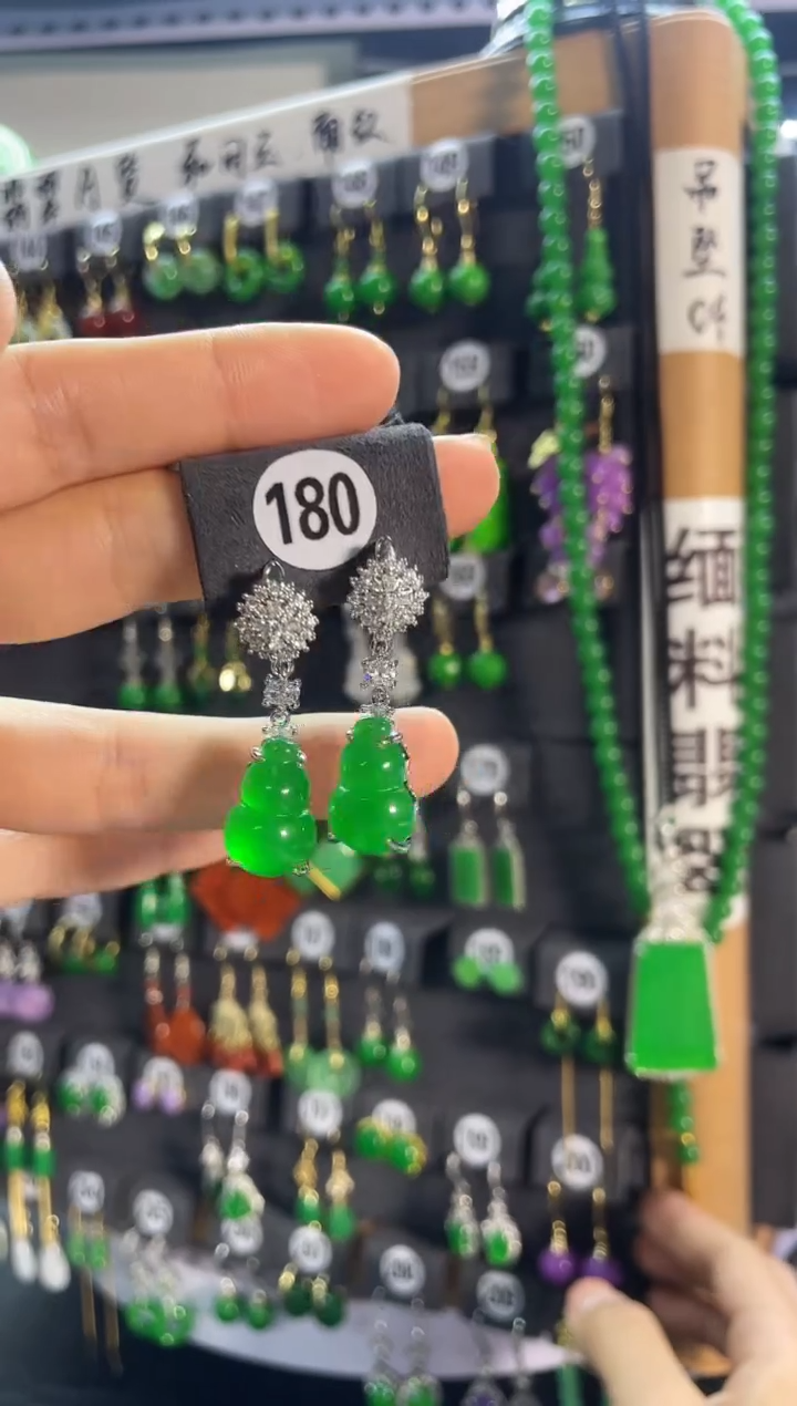 【闪购商品】翡翠耳饰银S925镶嵌180..