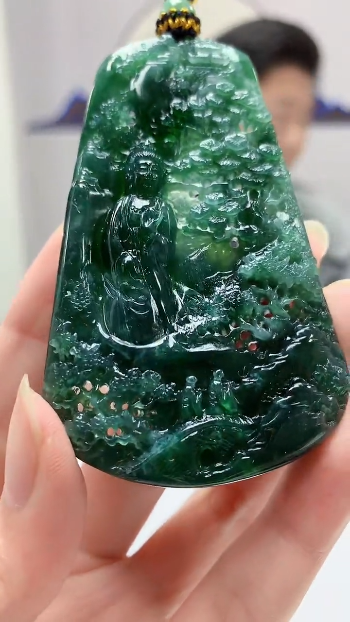 【闪购商品】定制翡翠未镶嵌4917zm-毛货挂件山水206