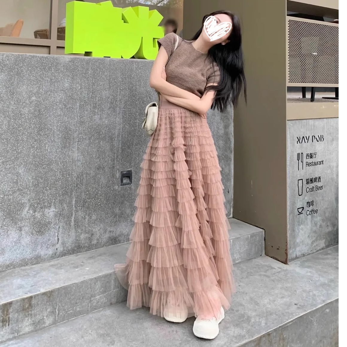 纯色多层网纱百褶半身裙一年四季款百搭显瘦高腰蛋糕蓬蓬长裙子女