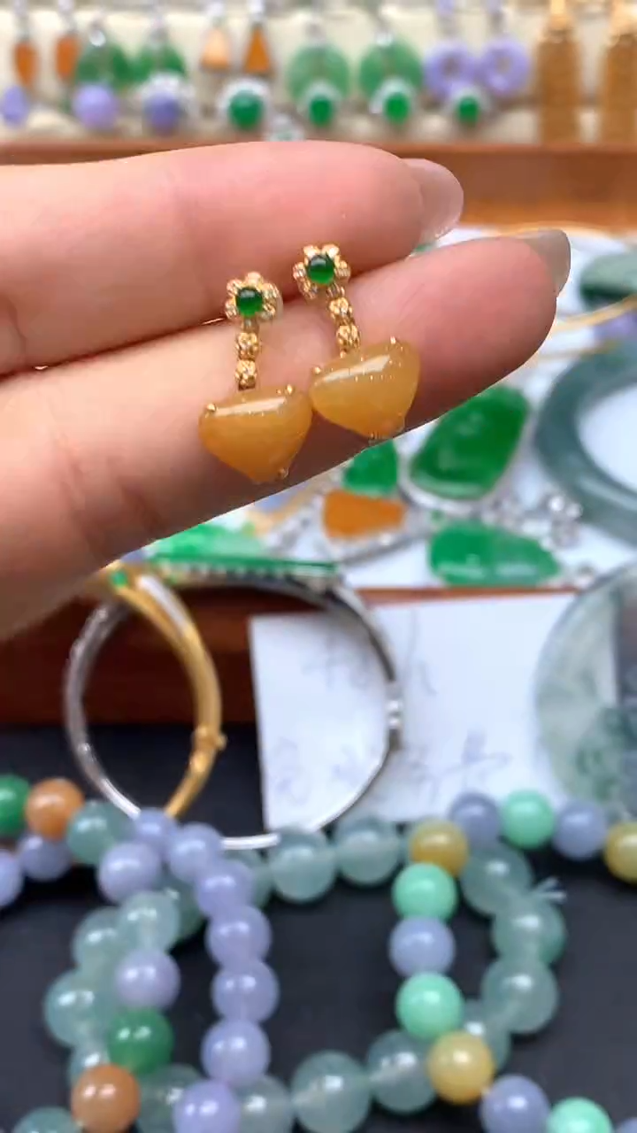 【闪购商品】翡翠耳饰18K金镶嵌303-天然翡翠