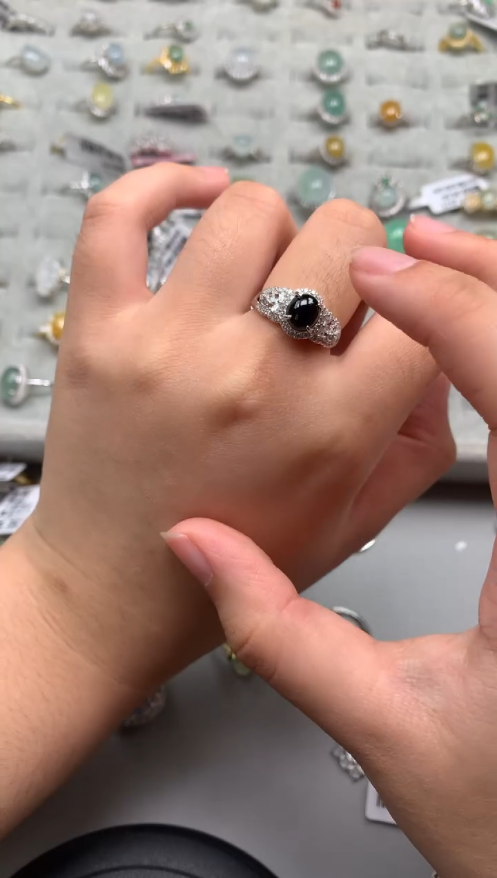 银S925镶嵌戒指翡翠13