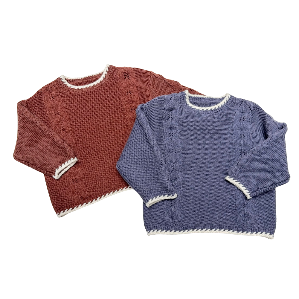 冬季新款卷边圆领纯色宽松插肩长袖针织毛衣