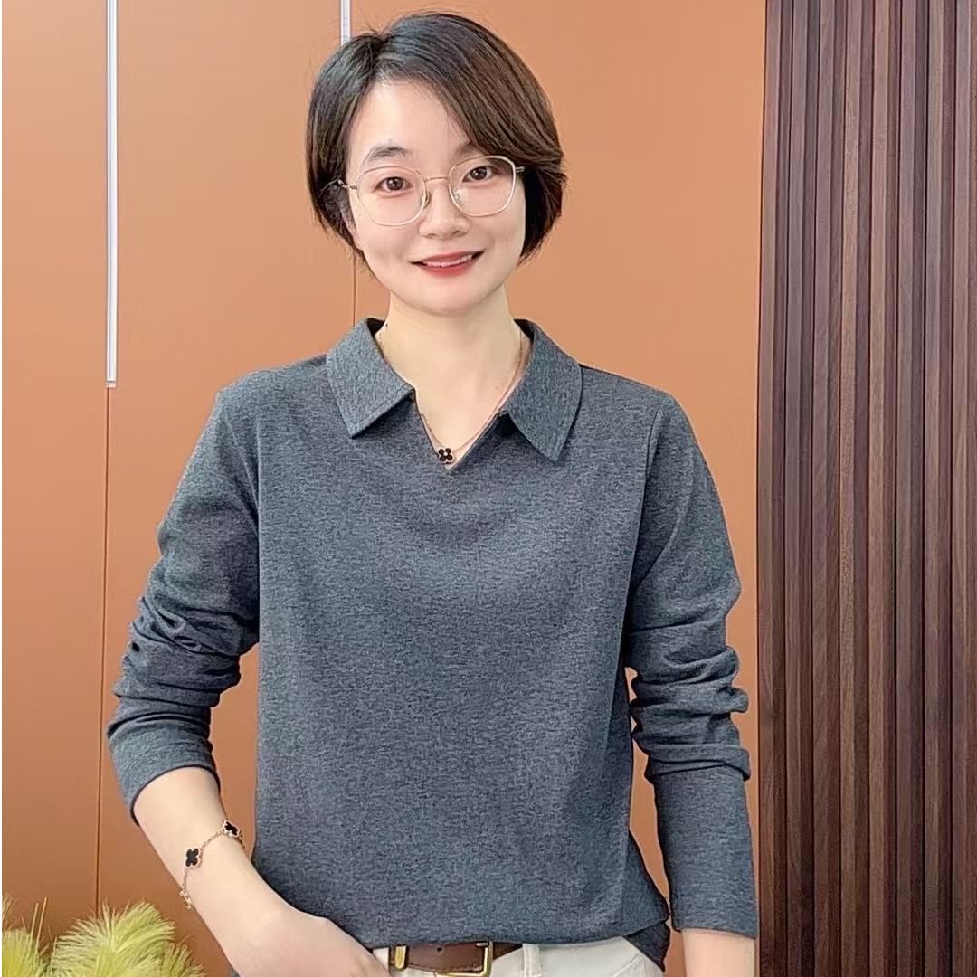 25秋季新款长袖T恤遮肚子显瘦洋气减龄女士上衣Q7755
