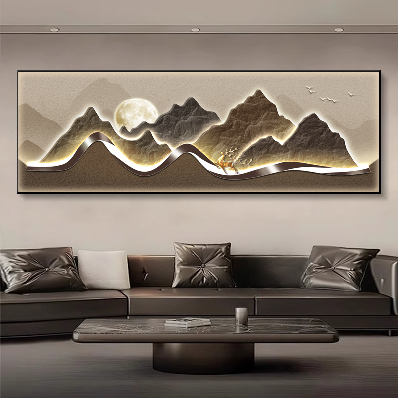 背有靠山金山靠山图客厅沙发背景装饰画办公室挂画现代轻奢装饰画