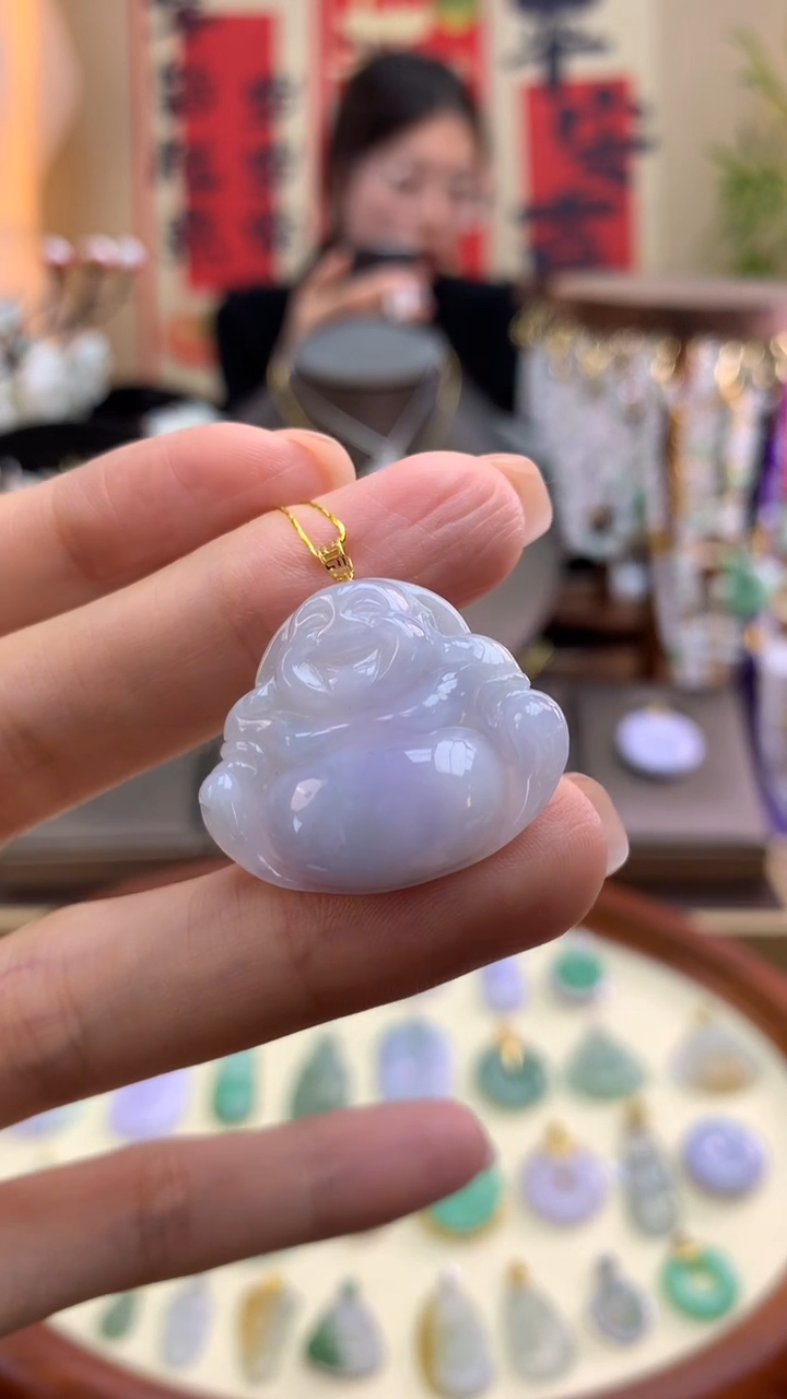 【闪购商品】翡翠颈饰18K金镶嵌佛公