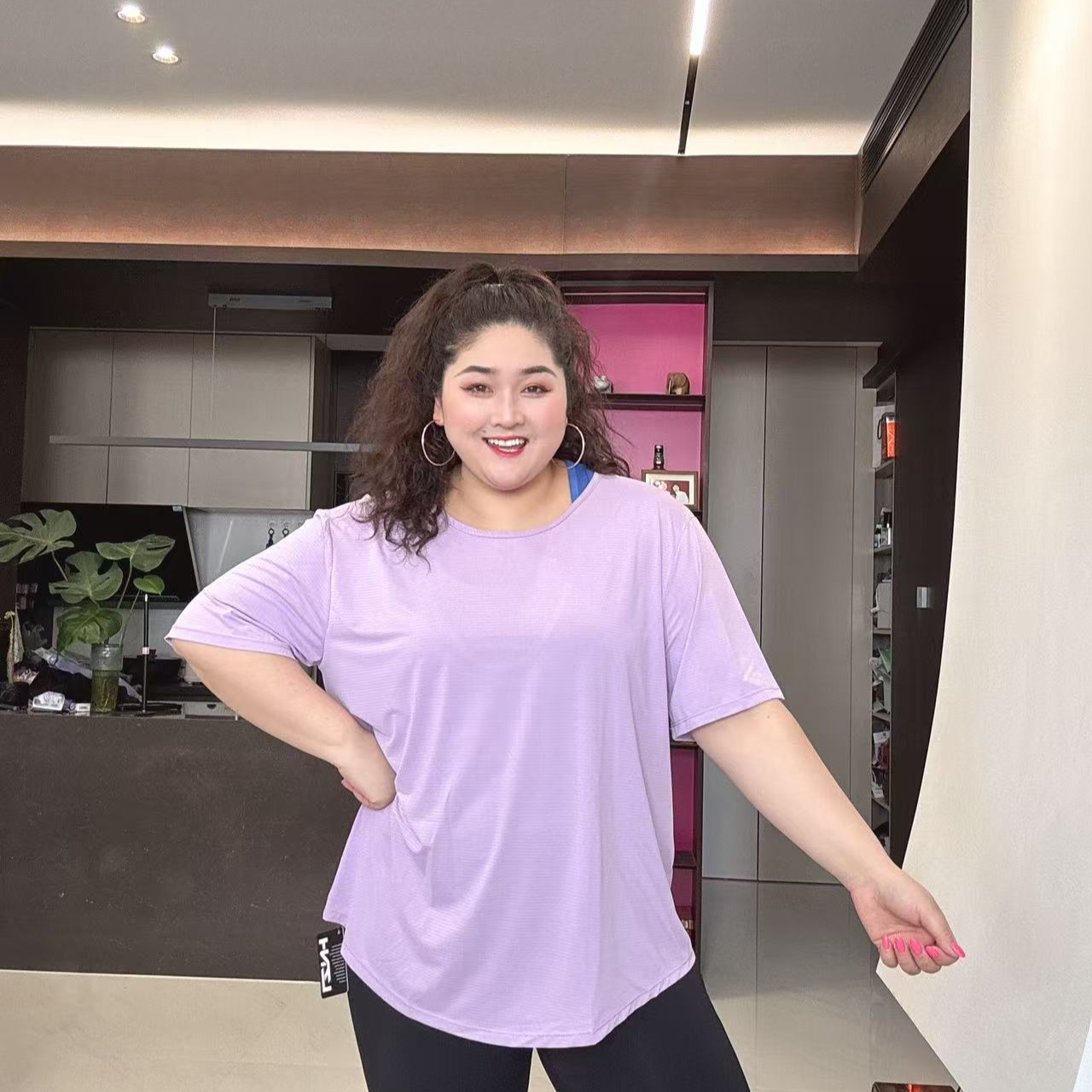 励志女孩大码速干圆领速干冰感美背短袖SY-660