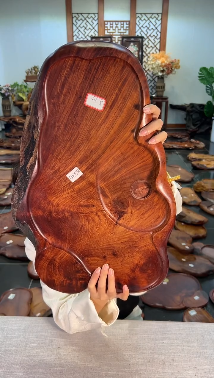 【闪购商品】大果紫檀（缅甸花梨）茶盘8330
