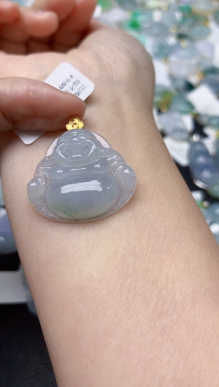 颈饰18K金镶嵌翡翠天然缅甸A货翡翠