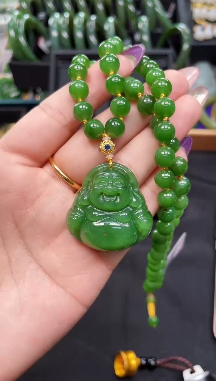 【闪购商品】和田玉套链18K金镶嵌35MM 多样性发一