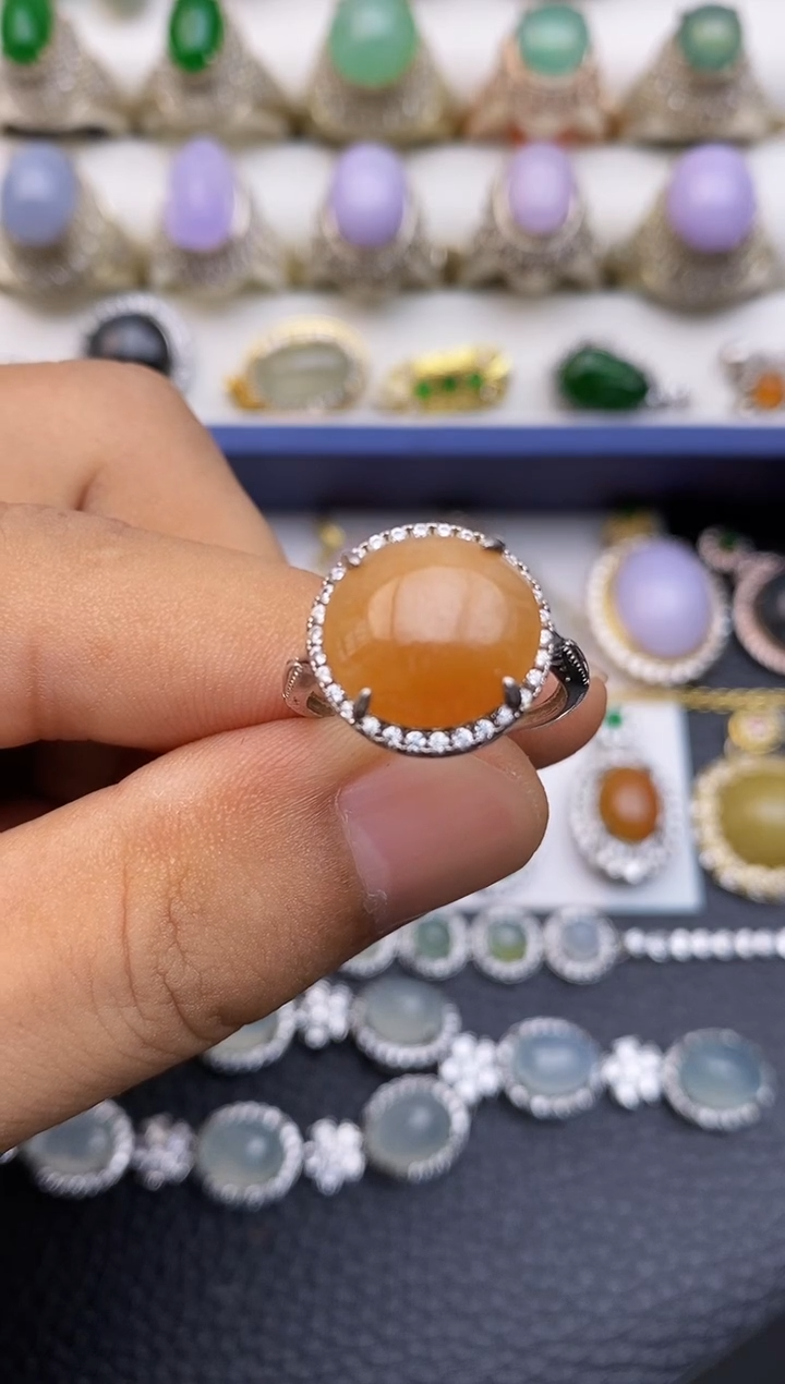 银S925镶嵌戒指翡翠/0010