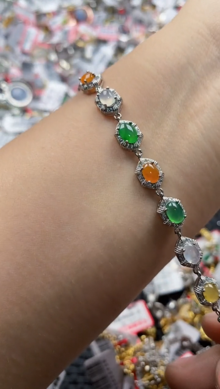 翡翠戒指银S925镶嵌7777---10