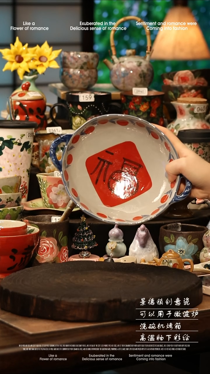 陶瓷景德镇高温釉下彩手工手绘款式