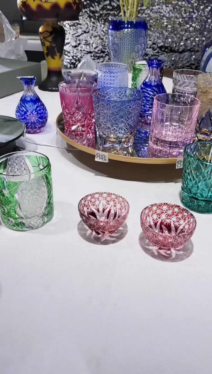 【闪购商品】水晶玻璃无手柄款小红清酒杯一对