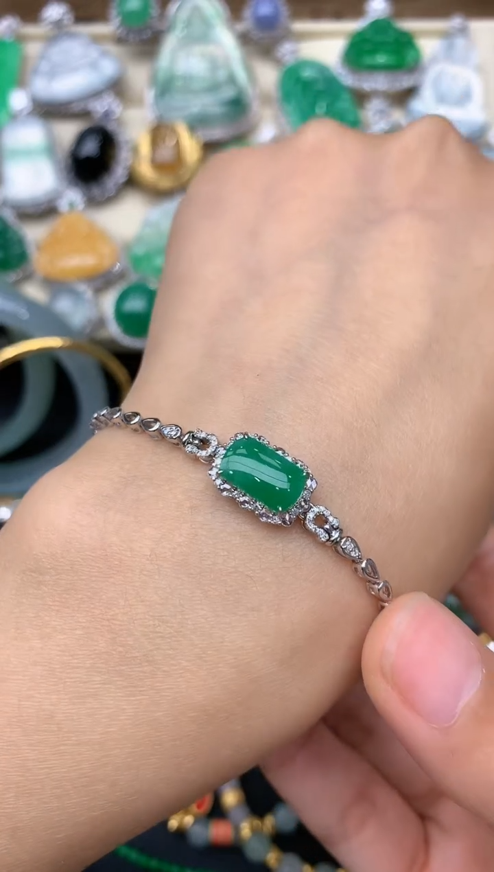 【闪购商品】翡翠手链18K金镶嵌158-中国好珍宝