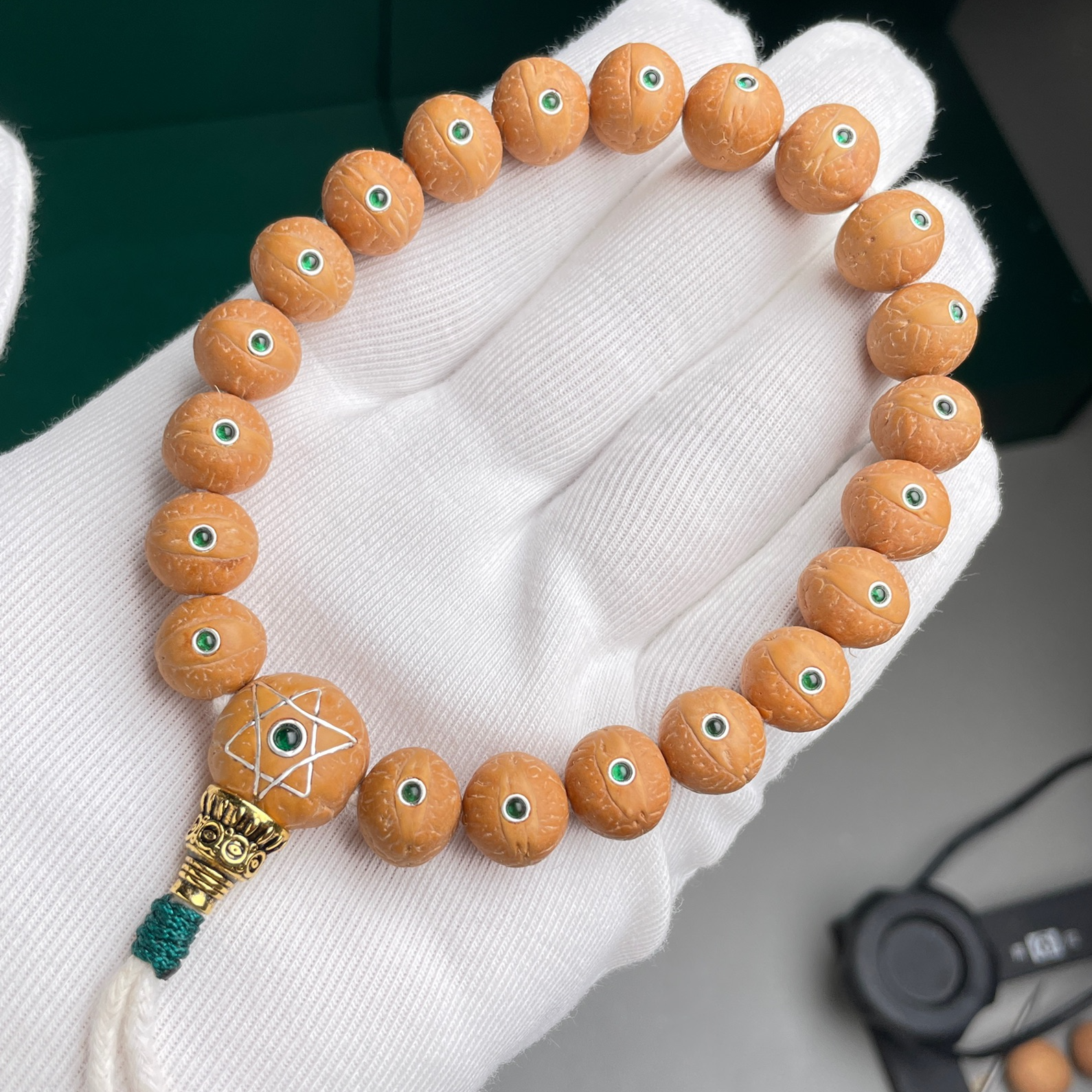 2024年新籽尼泊尔凤眼菩提正圆手串高配六芒星12mm