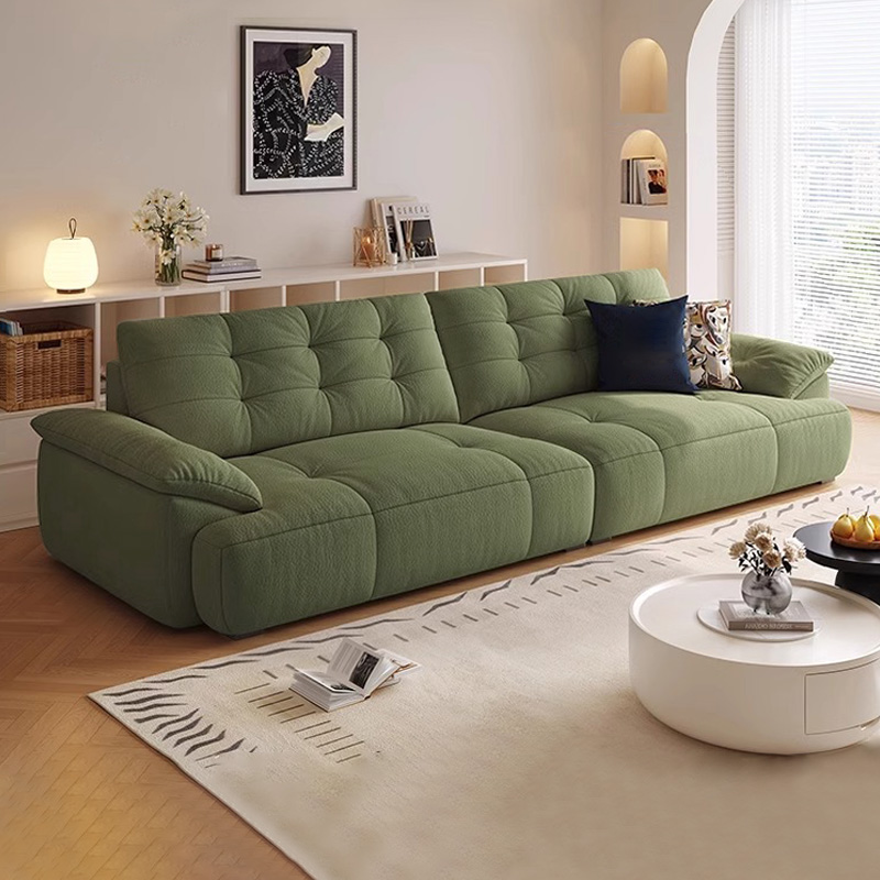 奶油风云朵泡芙沙发意式极简轻奢雪尼尔布艺沙发家用客厅直排沙发