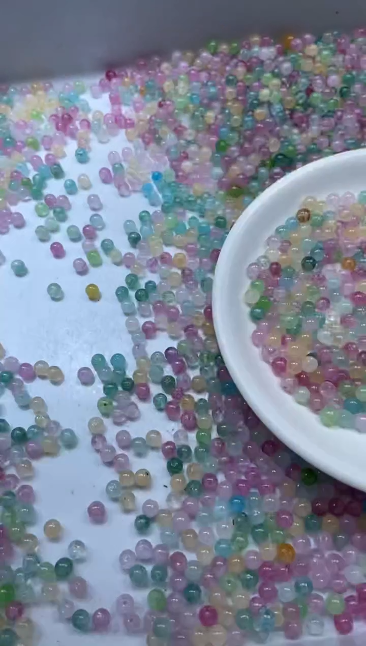 颈饰未镶嵌水晶W2525-小灯泡彩虹碧玺4mm*60颗