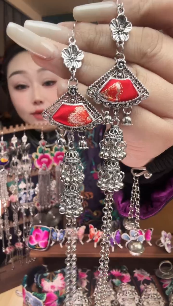 刺绣纯手工民族风刺绣耳环