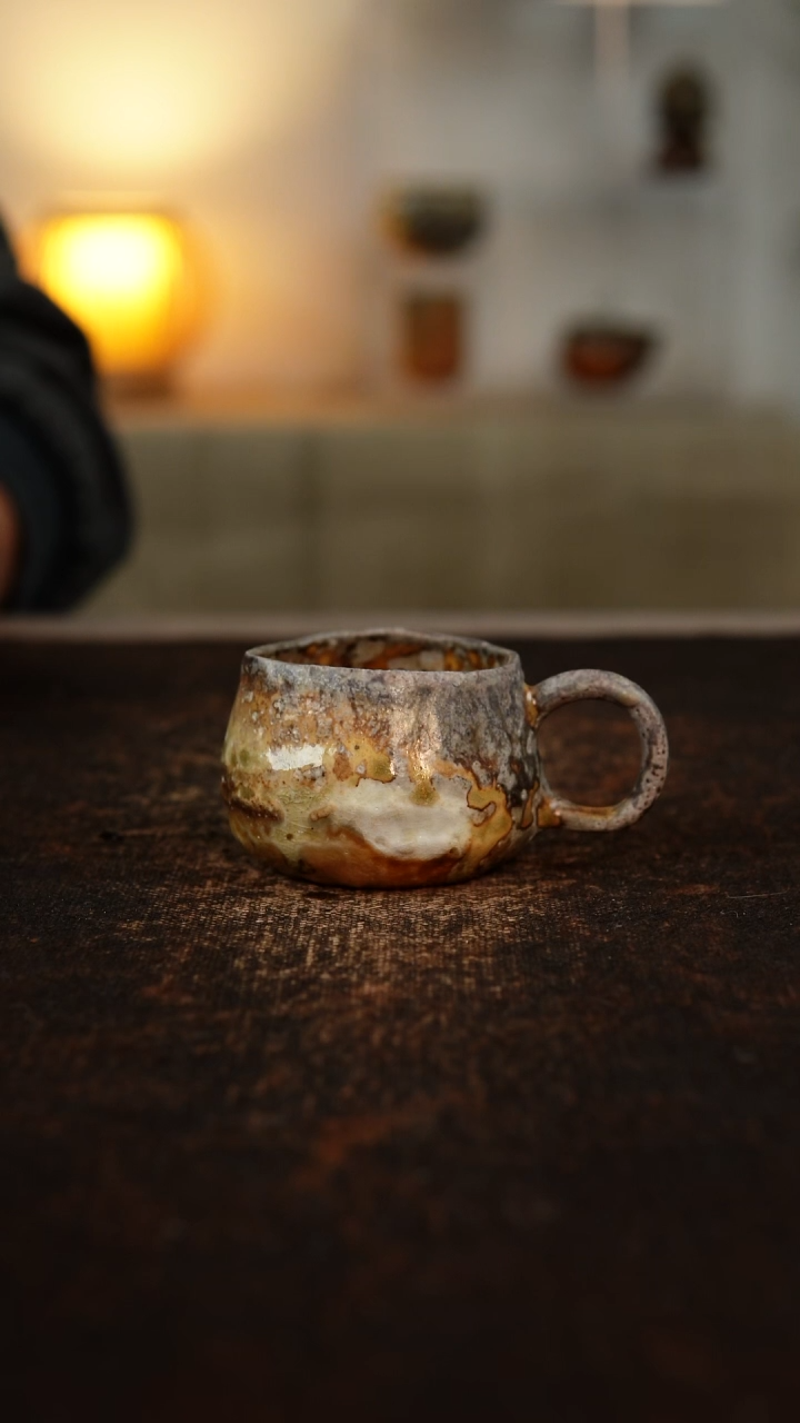 柴烧裸烧 手捏小马克  120cc   667   微瑕