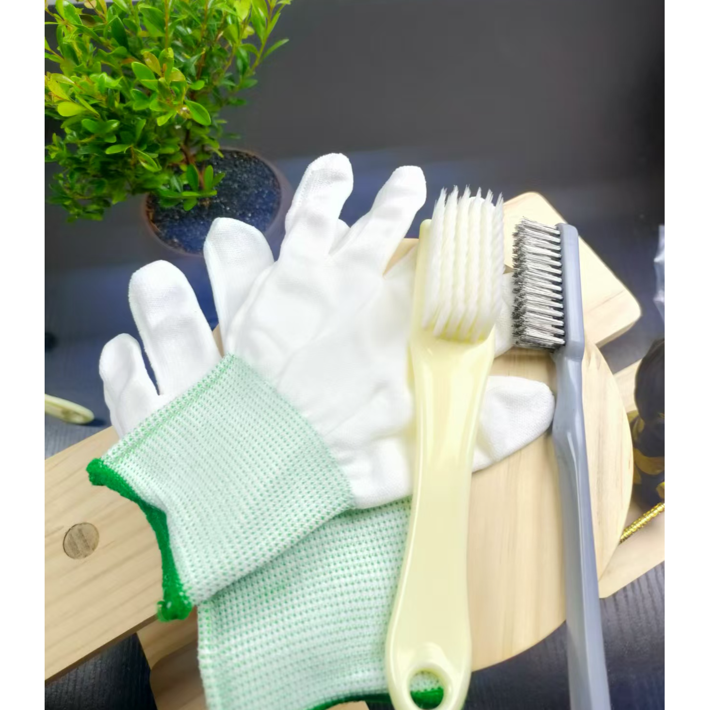 文玩核桃打底套装三件套（手套一双，纳米刷子一把，钢丝刷一把）