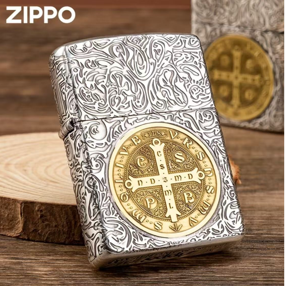 zippo打火机【镀银鎏金康斯坦丁】五面精雕盔甲机 男士煤油DYJ1
