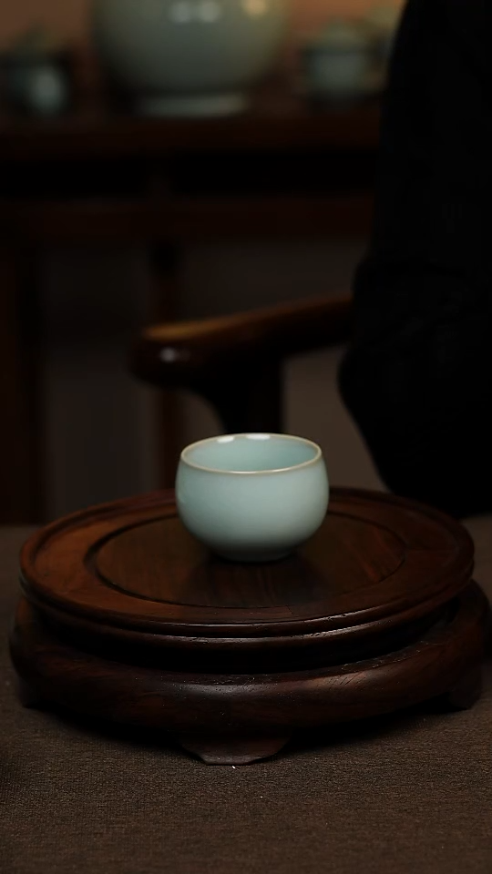 瓷片天青色小禅定杯60ml微瑕不带礼盒