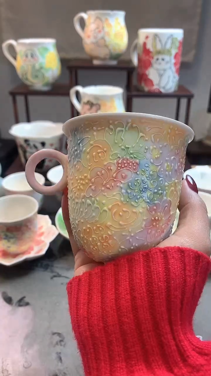 一味*手绘*繁花杯