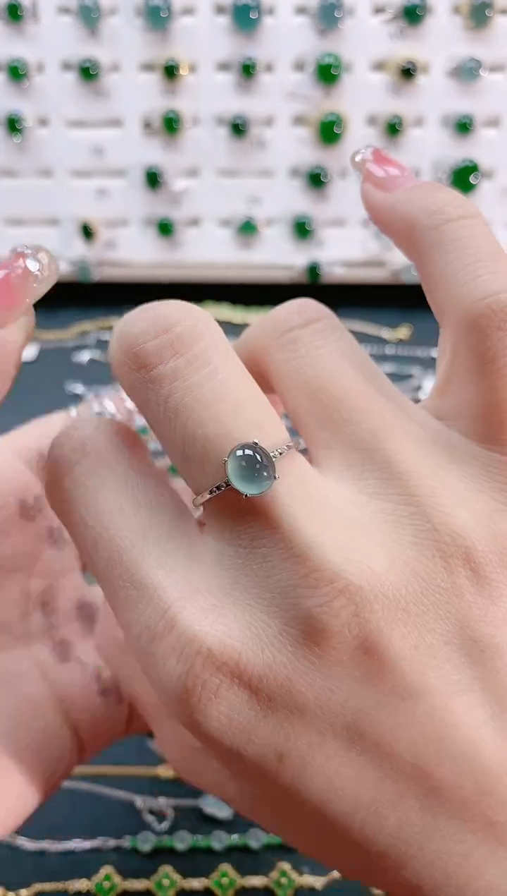 【闪购商品】翡翠戒指银S925镶嵌天然翡翠