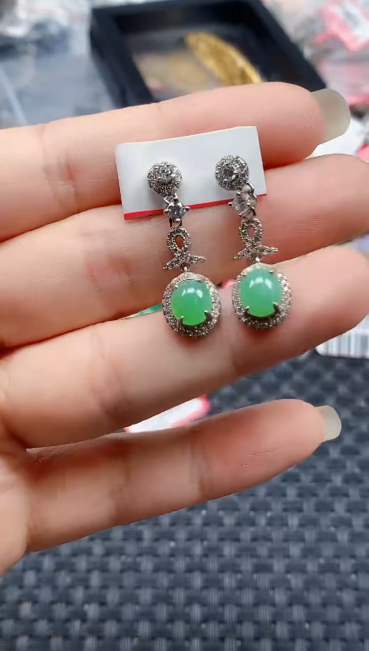 银S925镶嵌戒指翡翠天然A货缅甸翡翠