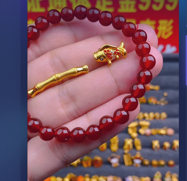 足金999 渐变竹节+鼓鼓鱼/ 多样性发