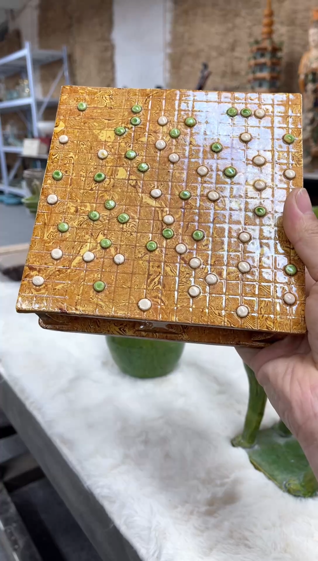 【闪购商品】摆件绞胎瓷棋盘摆件