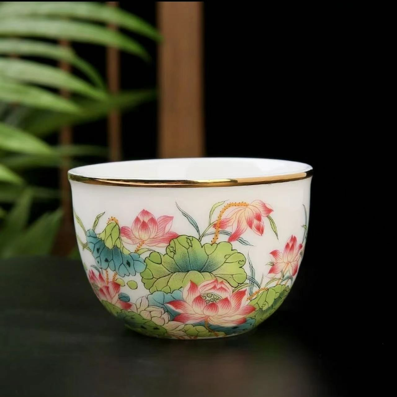 绱宏臻选  白瓷荷花主人缸杯个人专用杯品茗杯陶瓷茶具茶盏杯