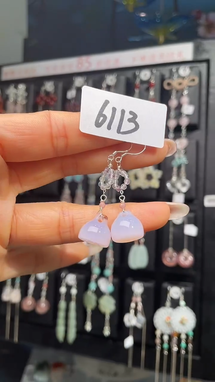 银S925镶嵌耳饰紫晶喜欢拍