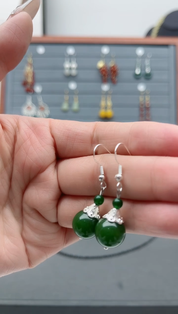 【闪购商品】玛瑙/玉髓耳饰银S925镶嵌8802