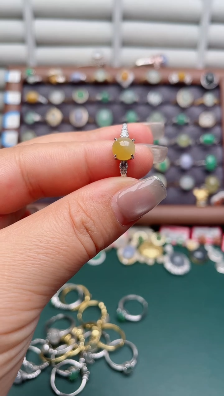 银S925镶嵌戒指翡翠.