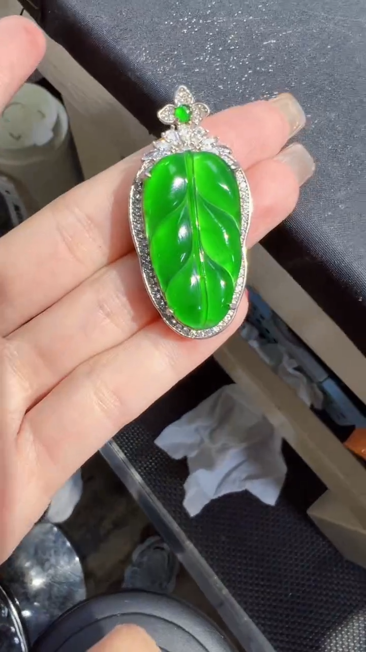 【闪购商品】定制翡翠未镶嵌叶子商品多样性发货1