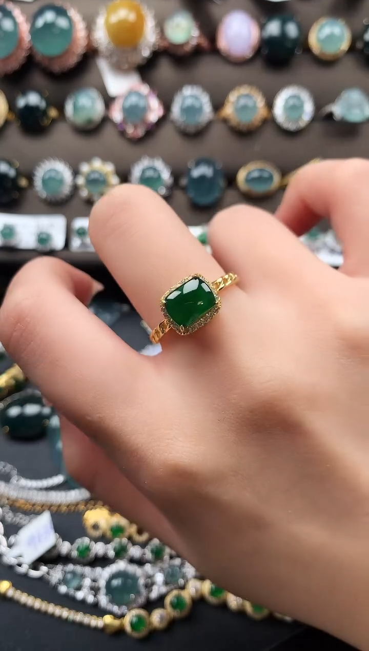 【闪购商品】翡翠戒指银S925镶嵌52121412