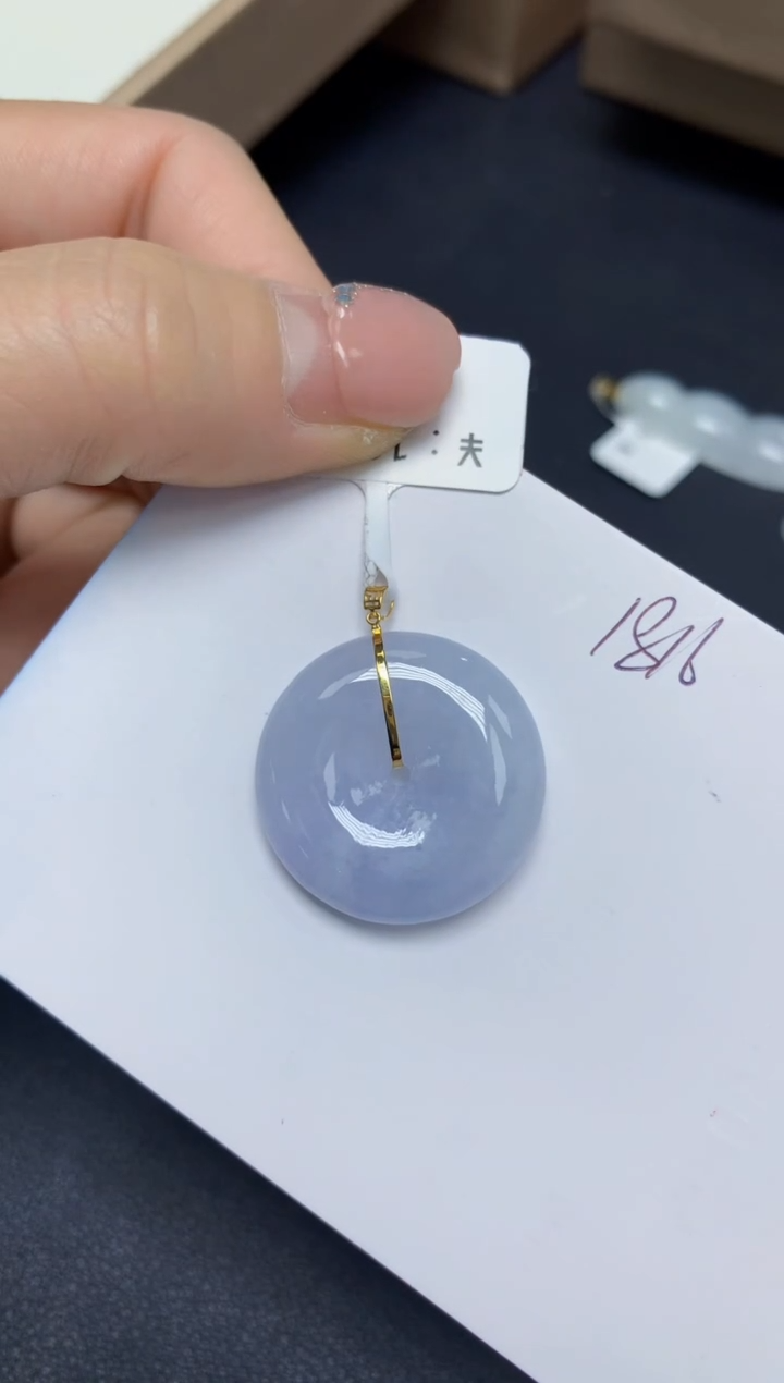 【闪购商品】翡翠挂件18K金镶嵌 天然翡翠A货