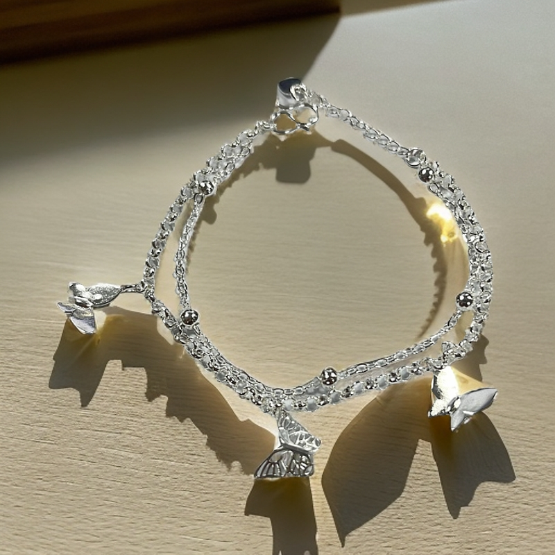 足银手链 轻奢气质百搭蝴蝶手链